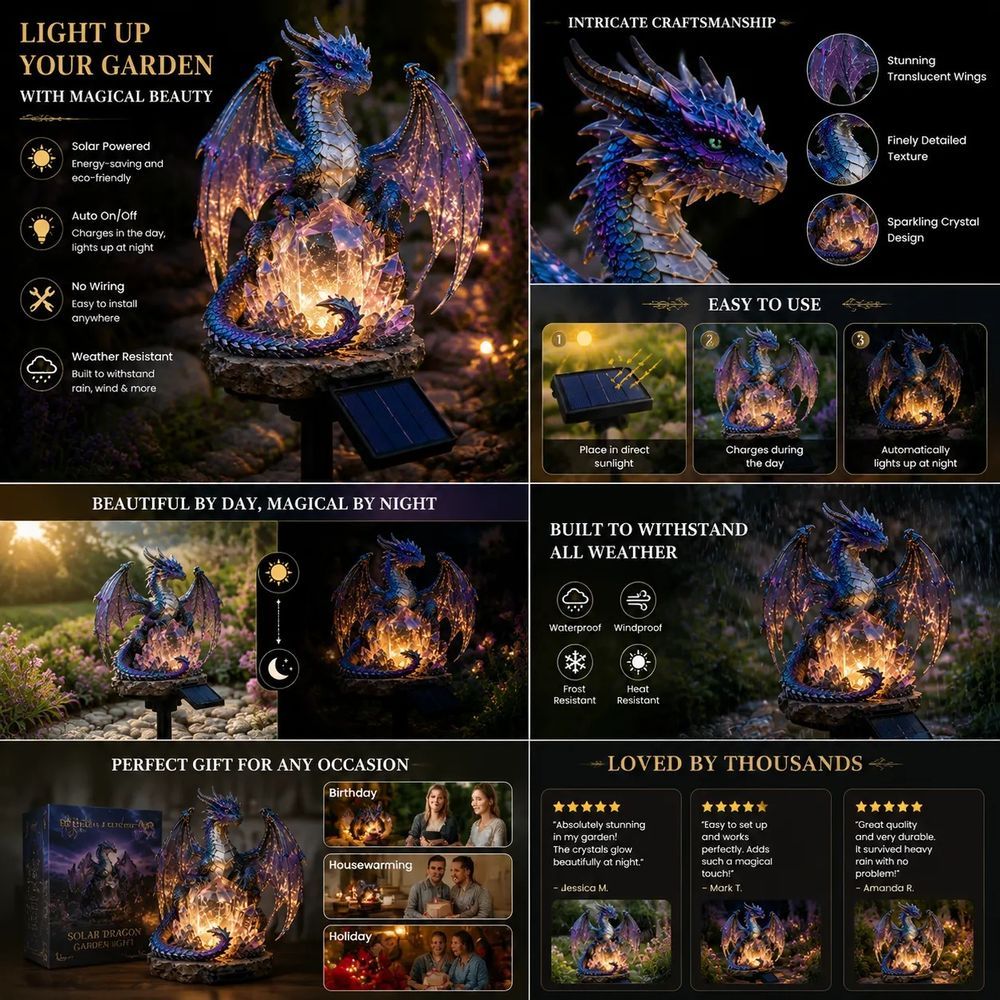 🐉 Amethyst Crystal Dragon✨️Solar Dragon Crystal Garden Light