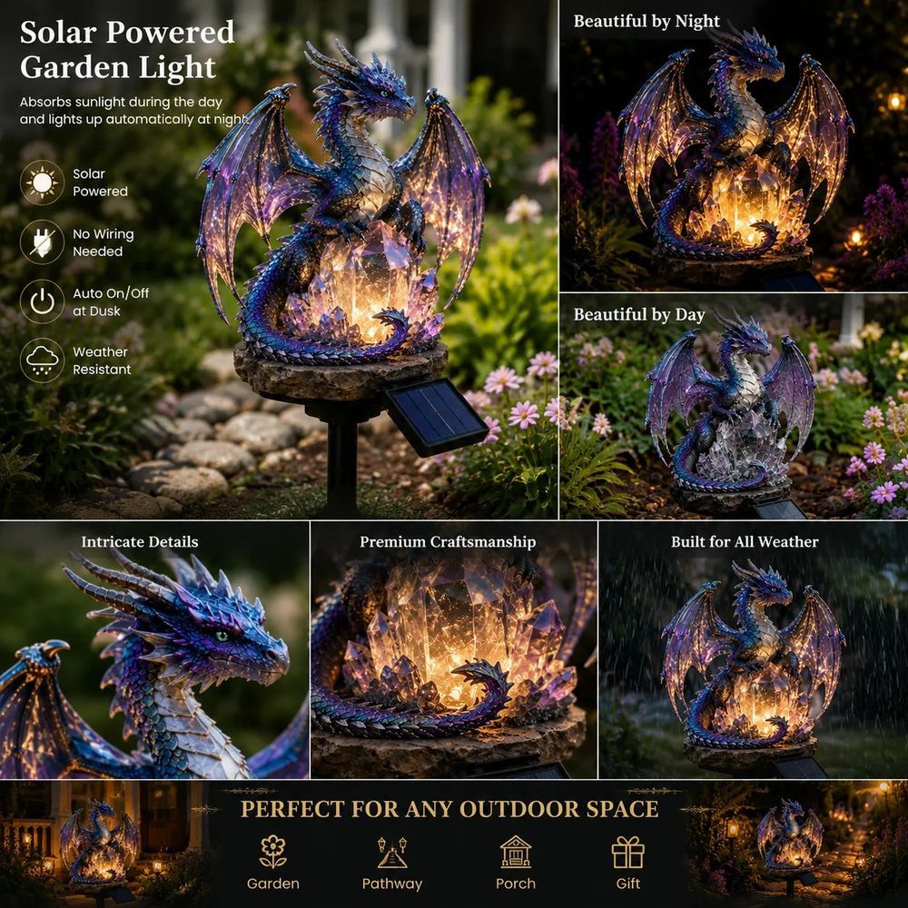 🐉 Amethyst Crystal Dragon✨️Solar Dragon Crystal Garden Light